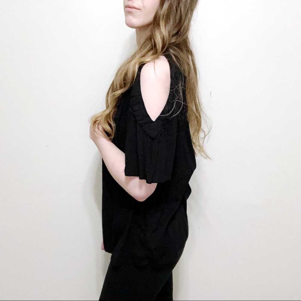 Old Navy Black Bell Sleeve Cold Shoulder Top - Picture 5 of 7